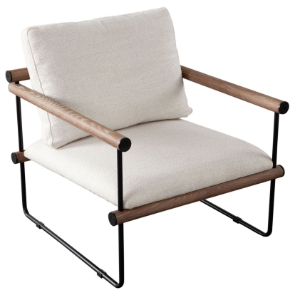 Diamond Sofa LIAMCHCM Liam Accent Chair Cream Fabric Wood Metal Frame