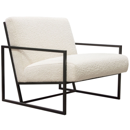 Diamond Sofa LUXECHBO-NB Luxe Accent Chair Bone Boucle Textured Fabric Black Metal
