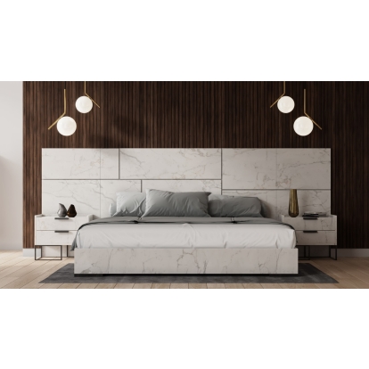 Nova Domus California King Marbella - Italian Modern White Marble Bed w/ 2 Nightstands Bed White furniture-00179292 Vig Furniture VGACMARBELLA-BED-CK