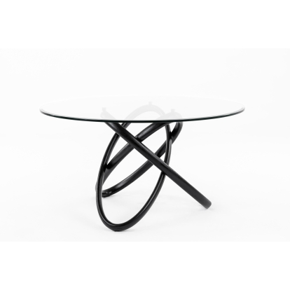 Modrest Mason Round Glass & Black Ash Dining Table Dining Table Black furniture-00181726 Vig Furniture VGCSDT-16138-BLK