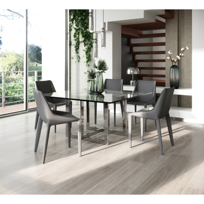 Modrest Keaton - Square Modern Glass + Stainless Steel Dining Table Dining Table Other furniture-00178088 Vig Furniture VGVCT8961-DT