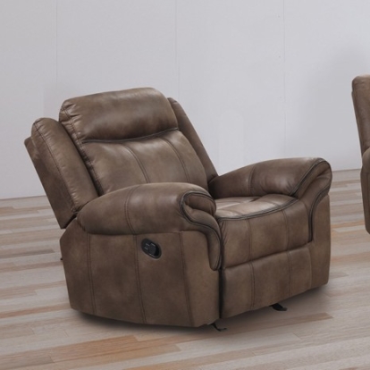 Furniture of America Agata Transitional Leatherette Solid with Wood Brown Glider Recliner Model NX6001BR-CH