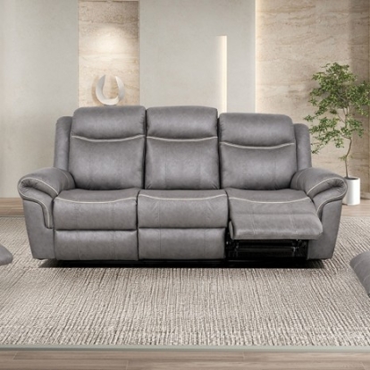Furniture Of America Agata Transitional Leatherette, Solid Wood, Others Warm Gray Manual Sofa | NX6001WG-SF
