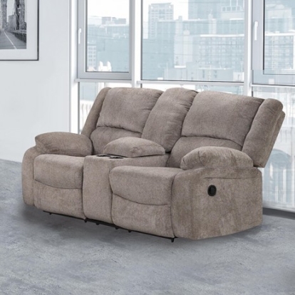 Furniture of America Cosimo Transitional Chenille Solid with Wood Mocha Manual Loveseat Model NX6003GY-LV