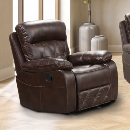 Furniture Of America Osias Transitional Leatherette, Solid Wood, Others Brown Manual Chair | NX6004BR-CH