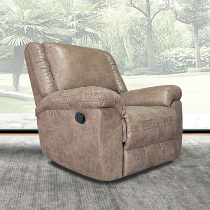 Furniture of America Jambi Transitional Leather Solid with Wood Brown Rocker Recliner Model NX6011BR-CH
