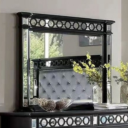 Furniture of America Theola Rustic Paper Veneer Black Mirror Model NX7134BK-M