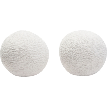 Diamond Sofa PILLOWBALLWH2PK 10" Round Accent Pillows White Faux Sheepskin (Set of 2)
