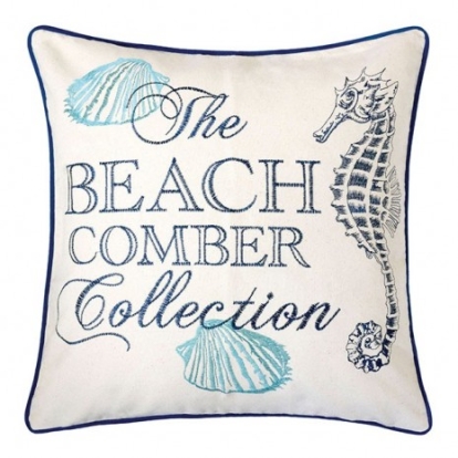 Furniture of America Katia Novelty Cotton Beige-Blue Accent Pillow Model PL8071-2PK