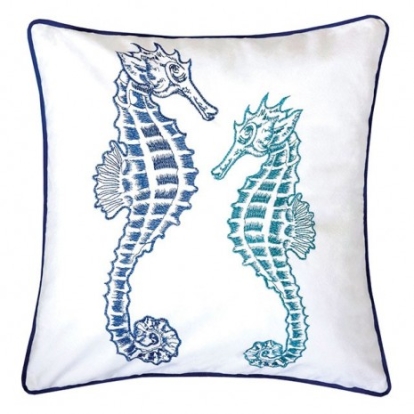 Furniture of America Lorrie Novelty Polyester Velvet White-Blue Accent Pillow Model PL8077-2PK