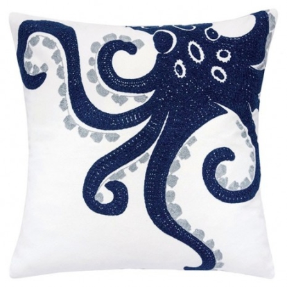 Furniture of America Maura Novelty Cotton White-Blue Accent Pillow Model PL8080-2PK