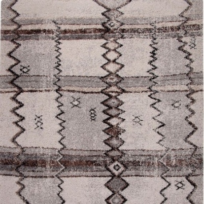 Furniture of America Gresford Contemporary 100% Heat Set Nylon Gray-Black Area Rug Model RG1038