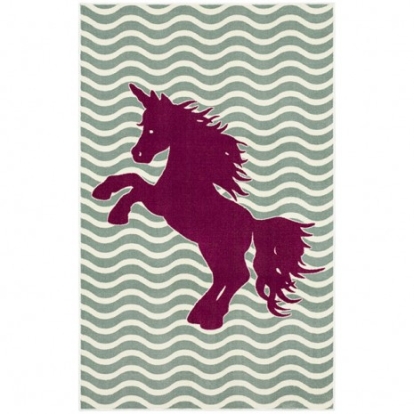 Furniture of America Baron Novelty Nylon Sage Green-Fuchsia Area Rug Model RG8202