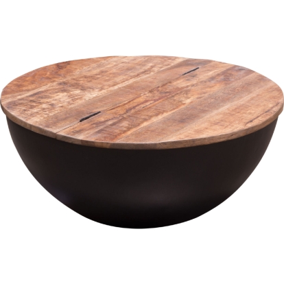 Diamond Sofa SALEMCTNABL Salem Round Drum Storage Cocktail Table Wood Black Metal