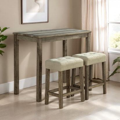 Furniture Of America Adelaide Transitional Engineered Wood, Rubberwood, Paper Veneer Brown/Beige 3 Pc. Dining Table Set | SL3400BR-PT-3PK