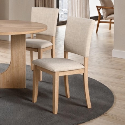 Furniture Of America Oberto Transitional Engineered Wood, Fabric, Foam, Paper, Rubberwood Natural Upholstered Side Chair (4/Ctn) | SL3406NT-SC-4PK