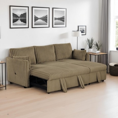 Furniture Of America Denholme Contemporary Engineered Wood, Fabric, Foam, Others Brown Sectional W/ Pull Out | SL64002BR-SF-PK