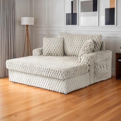 Furniture Of America Ferryhill Contemporary Engineered Wood, Fabric, Foam, Others Taupe 2-Arm Chaise | SL69000TP-PK