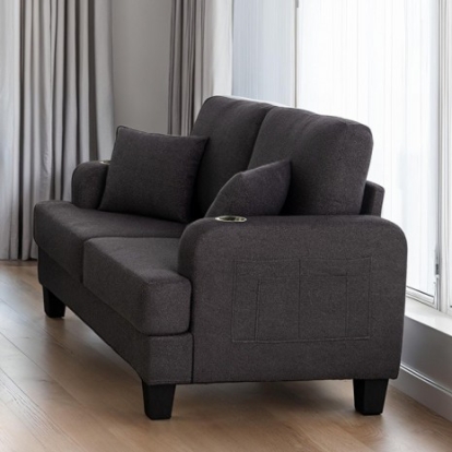 Furniture Of America Cinderford Contemporary Engineered Wood, Fabric, Others Dark Gray Loveseat | SL6936DG-LV-PK