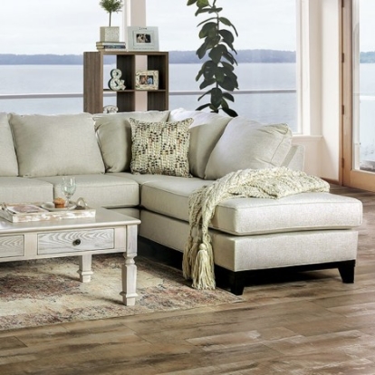 Furniture of America Bridie Transitional Fabric Solid with Wood Ivory Sectional Model SM1116-SECT