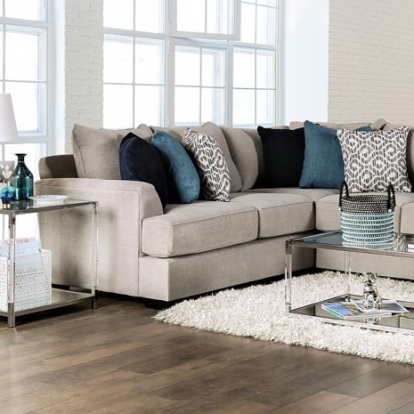 Furniture of America Gunnersbury Transitional Chenille Solid with Wood Gray Sectional Model SM1120-SECT
