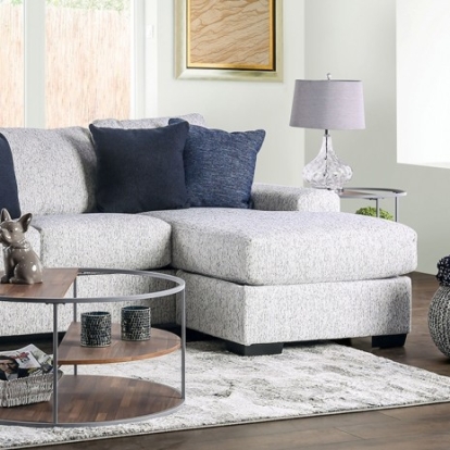 Furniture of America Eastcote Transitional Chenille Solid with Wood Cream Sectional Model SM1124