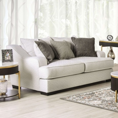 Furniture of America Skyline Transitional Fabric Leatherette Solid with Wood Pewter-Gray Loveseat Model SM1212-LV