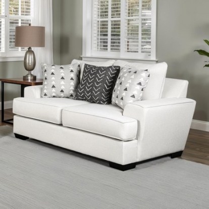 Furniture Of America Hyde Park Transitional Fabric, Foam, Leatherette, Solid Wood, Others Gray Loveseat W/ Pillows | SM1254-LV