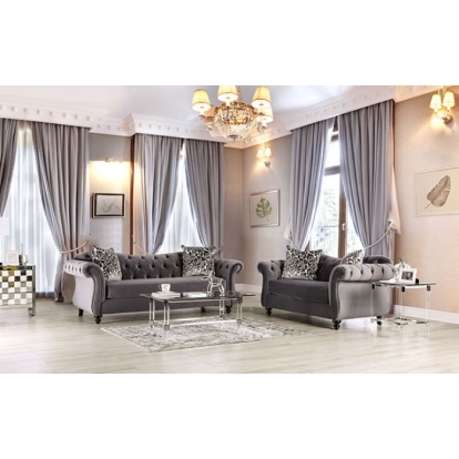 Antoinette Gray Sofa with Loveseat Model SM2229-2PC by Furniture of America