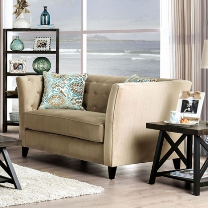 Furniture Of America Monaghan Transitional Chenille, Solid Wood, Others Camel Love Seat | SM2666-LV