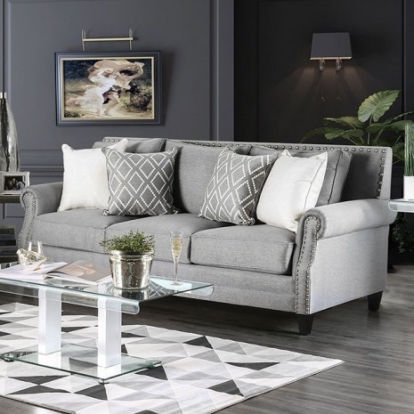 Furniture Of America Giovanni Transitional Linen-Like Gray Sofa | SM2673-SF