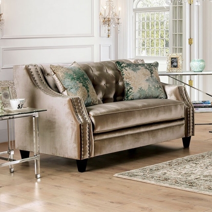 Elicia Champagne/Turquoise Loveseat Model SM2685-LV by Furniture of America