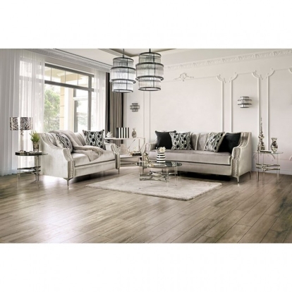 Elicia Silver/Black Sofa with Loveseat Model SM2686-2PC by Furniture of America