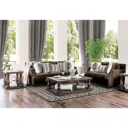 Cornelia Light Brown Sofa with Loveseat Model SM3073-2PC by Furniture of America