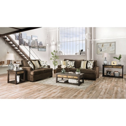 Taliyah Brown/Yellow Sofa with Loveseat Model SM3081-2PC by Furniture of America