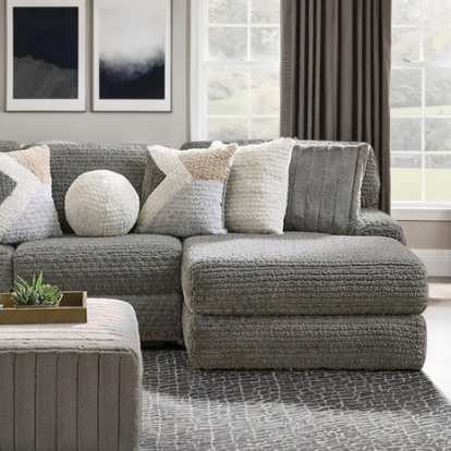 Furniture Of America Elmhurst Contemporary Fabric, Foam, Solid Wood, Others Charcoal L-Shaped Sectional | SM5105-SECT