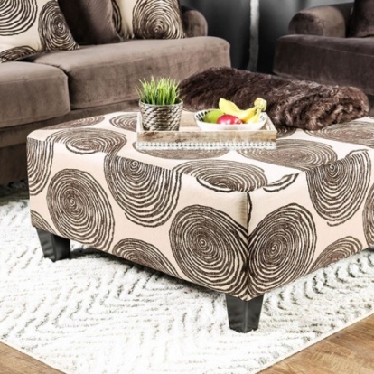 Furniture of America Bonaventura Transitional Fabric Solid with Wood Brown-Pattern Ottoman Model SM5142BR-OT