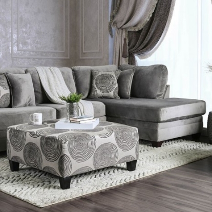 Furniture of America Bonaventura Transitional Microfiber Solid with Wood Gray Sectional Model SM5143GY-SECT