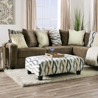Furniture of America Kempston Contemporary Microfiber Solid with Wood Brown Sectional Model SM5155-SECT