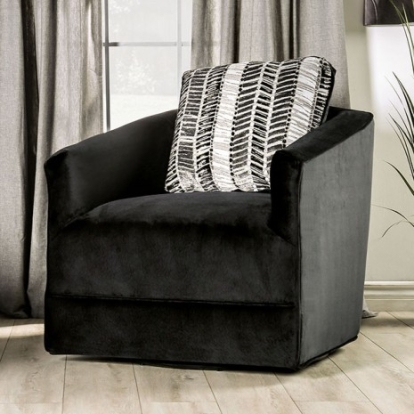 Furniture of America Modbury Transitional Microfiber Solid with Wood Black Chair Model SM5160-CH