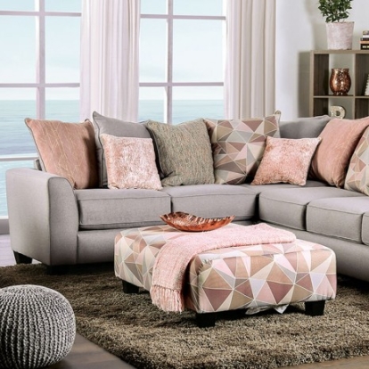 Furniture Of America Harriden Transitional Chenille, Solid Wood Gray Sectional | SM5167-SECT