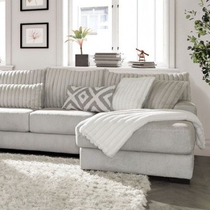 Furniture of America Hermiston Transitional Chenille Solid with Wood Gray Sectional Model SM5171-SECT