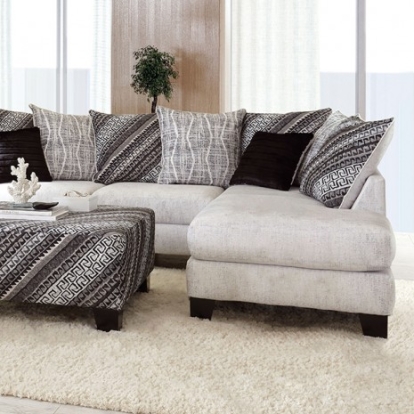 Furniture of America Eimear Transitional Suede Solid with Wood Off-White-Black Sectional Model SM5173-SECT