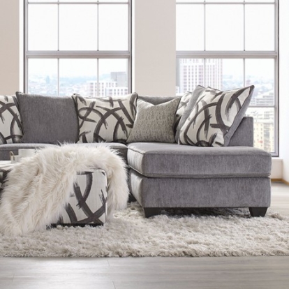 Furniture Of America Amersham Transitional Chenille, Solid Wood, Others Gray Sectional | SM5174-SECT