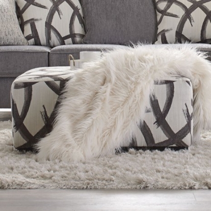 Furniture of America Amersham Transitional Chenille Solid with Wood Gray Ottoman Model SM5174-OT