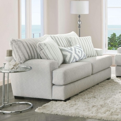 Furniture of America Hermilly Transitional Chenille Solid with Wood Beige Loveseat Model SM5177-LV
