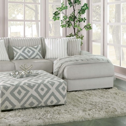 Furniture of America Hermance Transitional Chenille Solid with Wood Gray Sectional Model SM5178-SECT