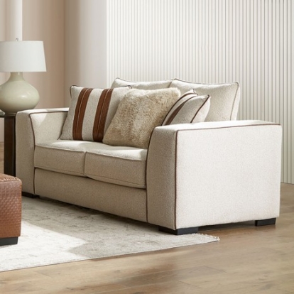 Furniture of America Ulvery Transitional Boucle Leatherette Solid with Wood Beige-Brown Love Seat Model SM5185-LV