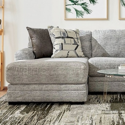 Furniture of America Waltham Contemporary Chenille Solid with Wood Gray Sectional Model SM5192-SECT