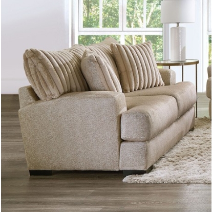 Furniture of America Loughlin Transitional Chenille Solid with Wood Light Brown Loveseat Model SM5193-LV